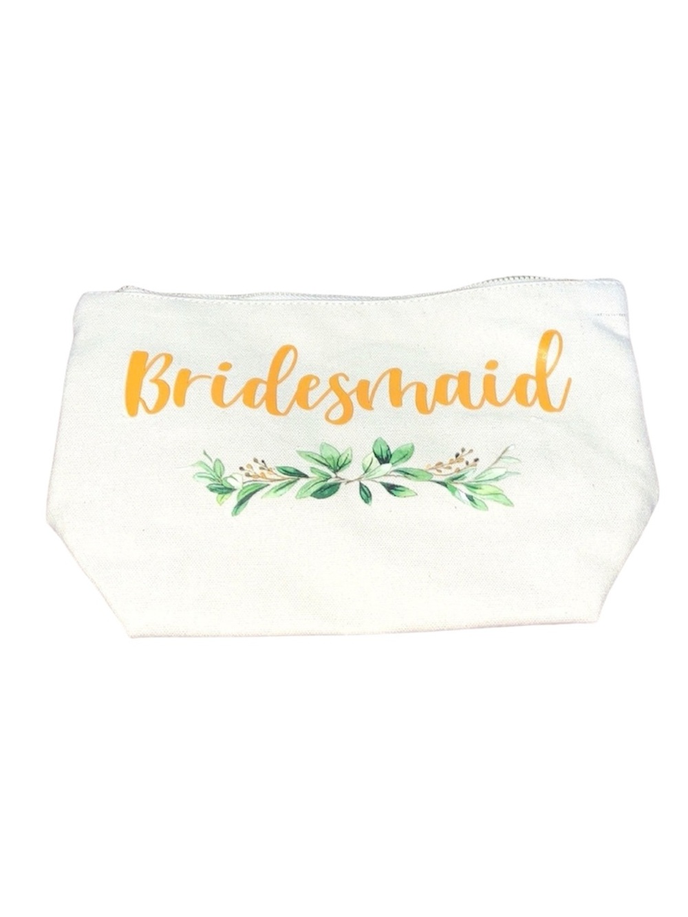 Bridesmaid Makeup Bag Cream Gold Floral Cosmetic Pouch Large Wedding Party Gift